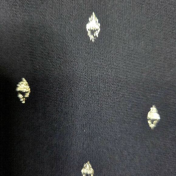 Banana Republic Black w Gold Metallic Sheer Sleeve Mini Dress w Neck Tie SZ 8 - Picture 9 of 11